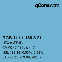 Color code: RGB 111.1 180.8 211 | qconv.com