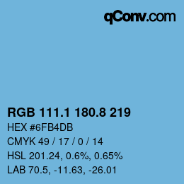 カラーコード: RGB 111.1 180.8 219 | qconv.com