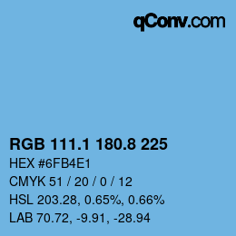 Color code: RGB 111.1 180.8 225 | qconv.com