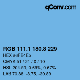 Color code: RGB 111.1 180.8 229 | qconv.com