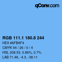 Color code: RGB 111.1 180.8 244 | qconv.com