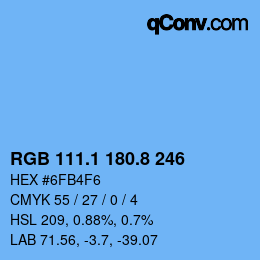 カラーコード: RGB 111.1 180.8 246 | qconv.com