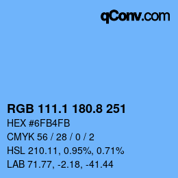 カラーコード: RGB 111.1 180.8 251 | qconv.com