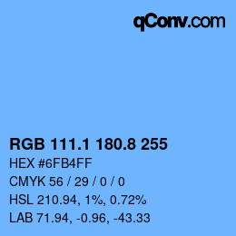 Color code: RGB 111.1 180.8 255 | qconv.com