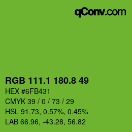 カラーコード: RGB 111.1 180.8 49 | qconv.com