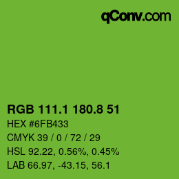 カラーコード: RGB 111.1 180.8 51 | qconv.com