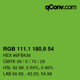 カラーコード: RGB 111.1 180.8 54 | qconv.com