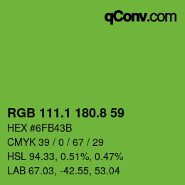カラーコード: RGB 111.1 180.8 59 | qconv.com