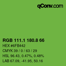 カラーコード: RGB 111.1 180.8 66 | qconv.com