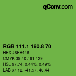カラーコード: RGB 111.1 180.8 70 | qconv.com