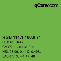 カラーコード: RGB 111.1 180.8 71 | qconv.com