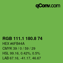 カラーコード: RGB 111.1 180.8 74 | qconv.com
