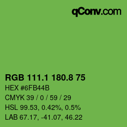 カラーコード: RGB 111.1 180.8 75 | qconv.com