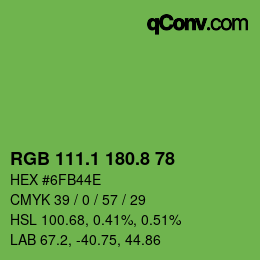 カラーコード: RGB 111.1 180.8 78 | qconv.com