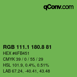カラーコード: RGB 111.1 180.8 81 | qconv.com
