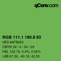 カラーコード: RGB 111.1 180.8 83 | qconv.com