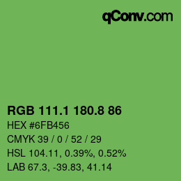 カラーコード: RGB 111.1 180.8 86 | qconv.com