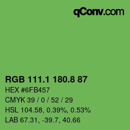 カラーコード: RGB 111.1 180.8 87 | qconv.com