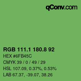 カラーコード: RGB 111.1 180.8 92 | qconv.com