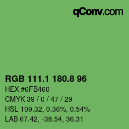 カラーコード: RGB 111.1 180.8 96 | qconv.com