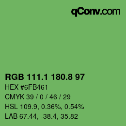 カラーコード: RGB 111.1 180.8 97 | qconv.com