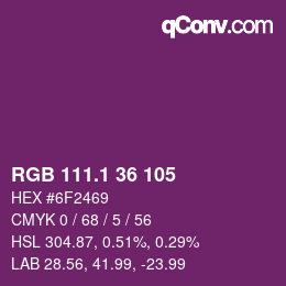 カラーコード: RGB 111.1 36 105 | qconv.com