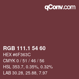 カラーコード: RGB 111.1 54 60 | qconv.com