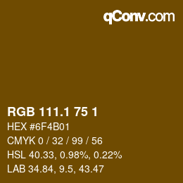 カラーコード: RGB 111.1 75 1 | qconv.com