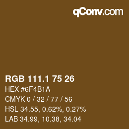 カラーコード: RGB 111.1 75 26 | qconv.com