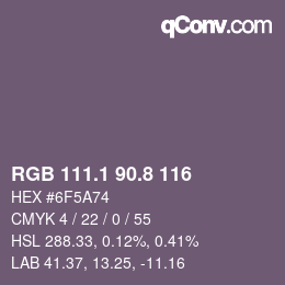 Color code: RGB 111.1 90.8 116 | qconv.com