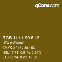 カラーコード: RGB 111.1 90.8 12 | qconv.com