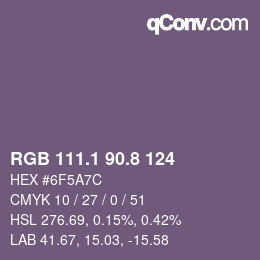 Color code: RGB 111.1 90.8 124 | qconv.com