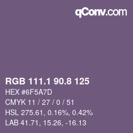 Color code: RGB 111.1 90.8 125 | qconv.com