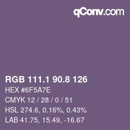 Color code: RGB 111.1 90.8 126 | qconv.com