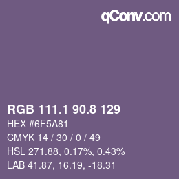 Color code: RGB 111.1 90.8 129 | qconv.com