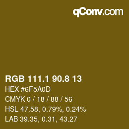 Color code: RGB 111.1 90.8 13 | qconv.com