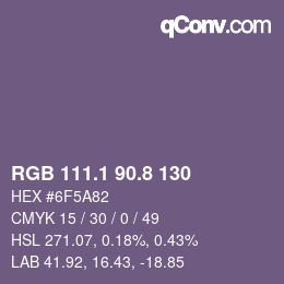 Color code: RGB 111.1 90.8 130 | qconv.com