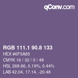 Color code: RGB 111.1 90.8 133 | qconv.com