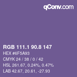 カラーコード: RGB 111.1 90.8 147 | qconv.com