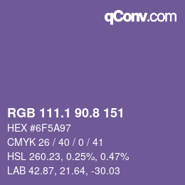 Color code: RGB 111.1 90.8 151 | qconv.com