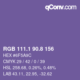 Color code: RGB 111.1 90.8 156 | qconv.com