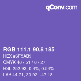 カラーコード: RGB 111.1 90.8 185 | qconv.com