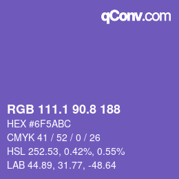 カラーコード: RGB 111.1 90.8 188 | qconv.com