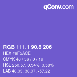 カラーコード: RGB 111.1 90.8 206 | qconv.com