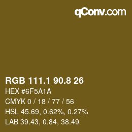 Color code: RGB 111.1 90.8 26 | qconv.com