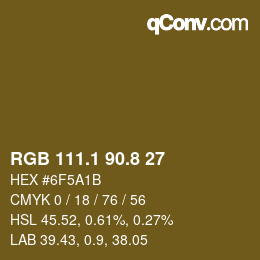 カラーコード: RGB 111.1 90.8 27 | qconv.com