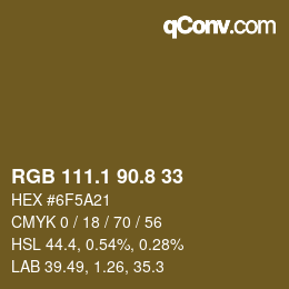 Color code: RGB 111.1 90.8 33 | qconv.com