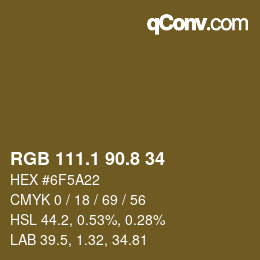 Color code: RGB 111.1 90.8 34 | qconv.com