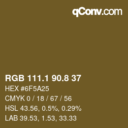 Color code: RGB 111.1 90.8 37 | qconv.com