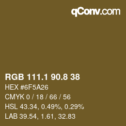 Color code: RGB 111.1 90.8 38 | qconv.com